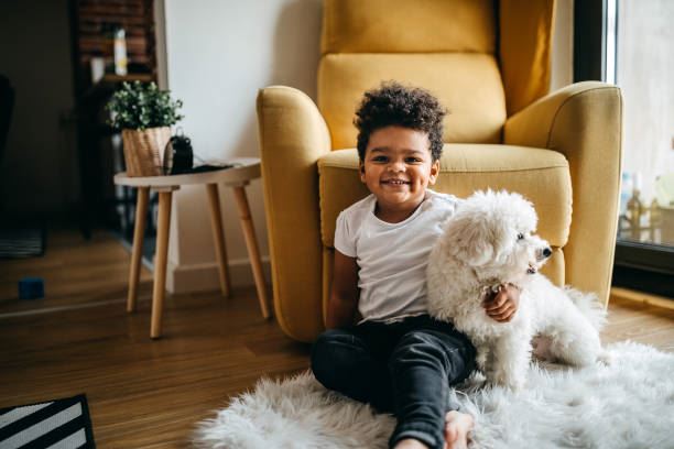 Boy hugging the dog