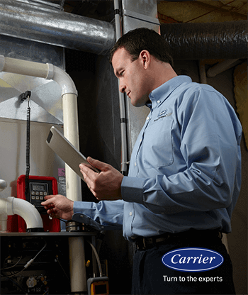 Technician checking furnace