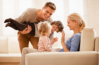 Family couch playful