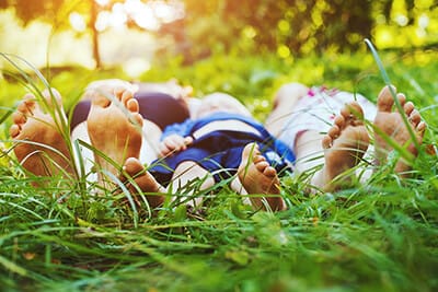 Laying in grass