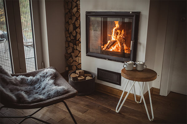 Fireplace inside a home